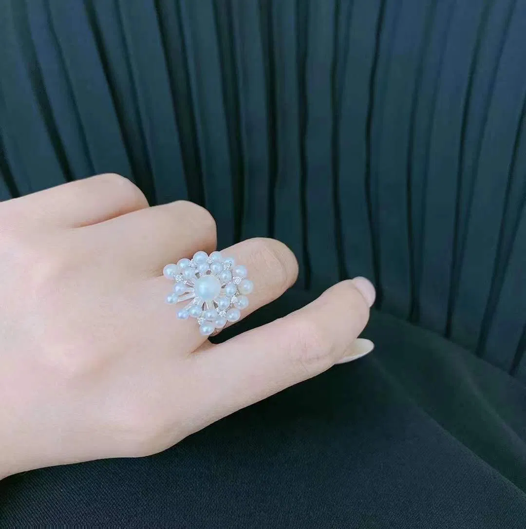 Sterling silver natural pearl ring
