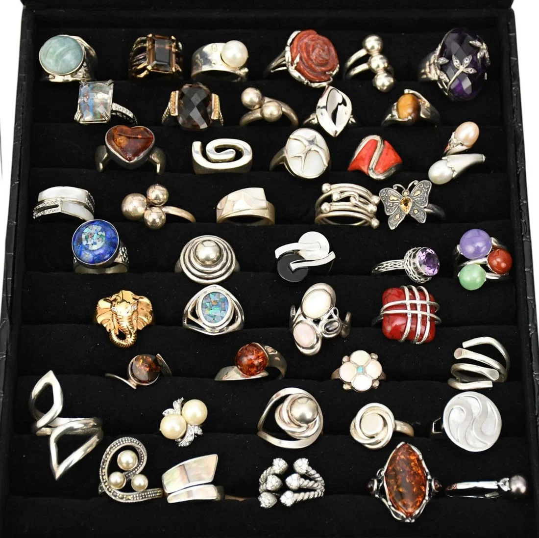 Sterling Silver Ring Lot. 44 Sterling Silver Rings various designers. Lirm, DTR, WK, WW, Tara, NF,