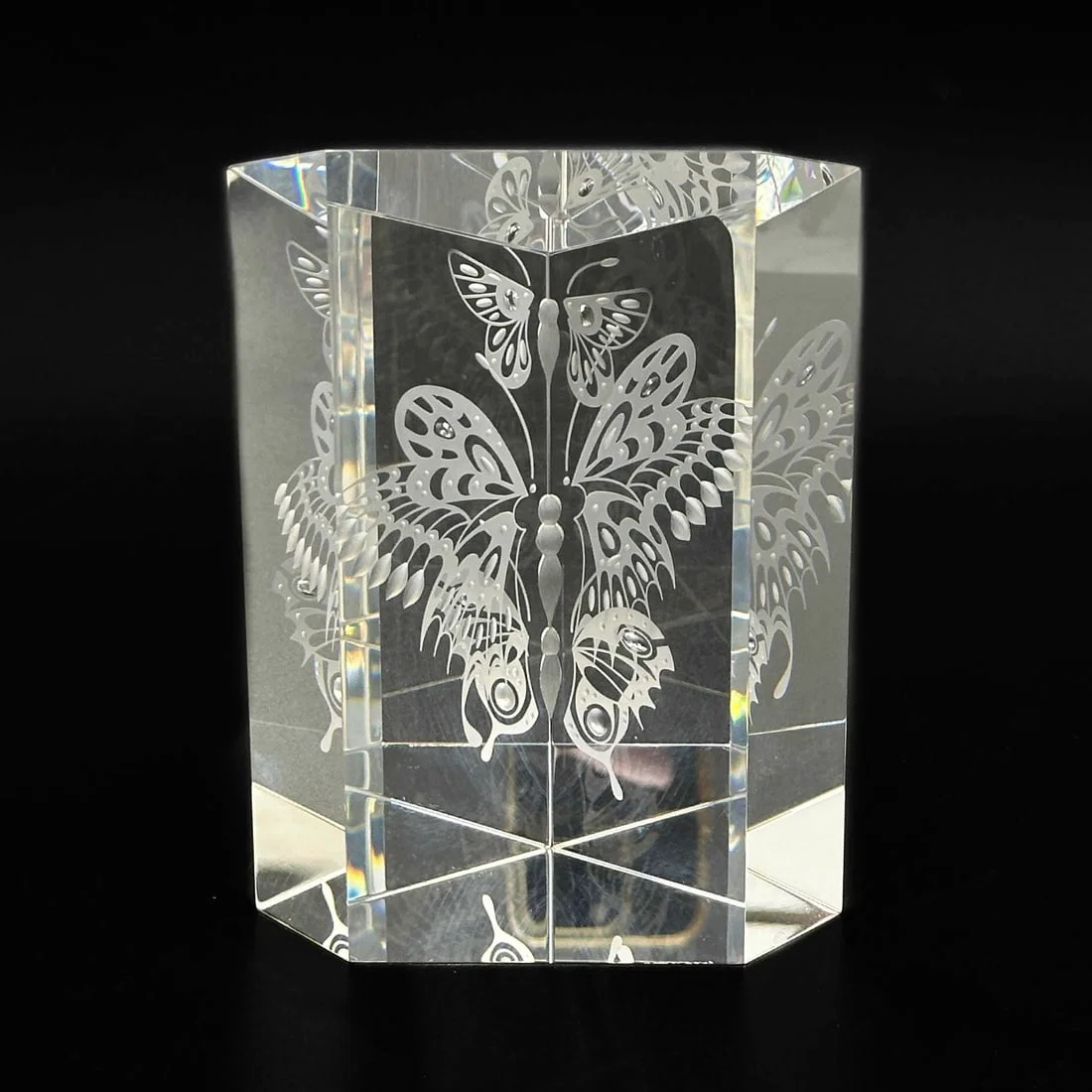 Steuben Art Glass Sculpture Garden Butterfly Prism by Bernard X Wolff w/Box