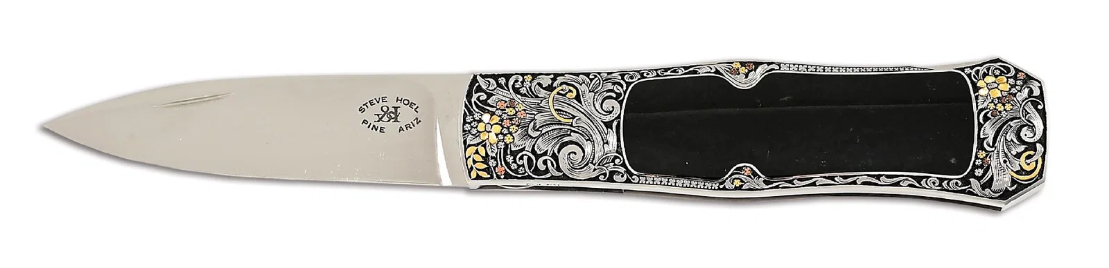 STEVE HOEL CUSTOM BLACK EDWARDS JADE COKE BOTTLE LOCKBACK ENGRAVED BY CJ CAI.