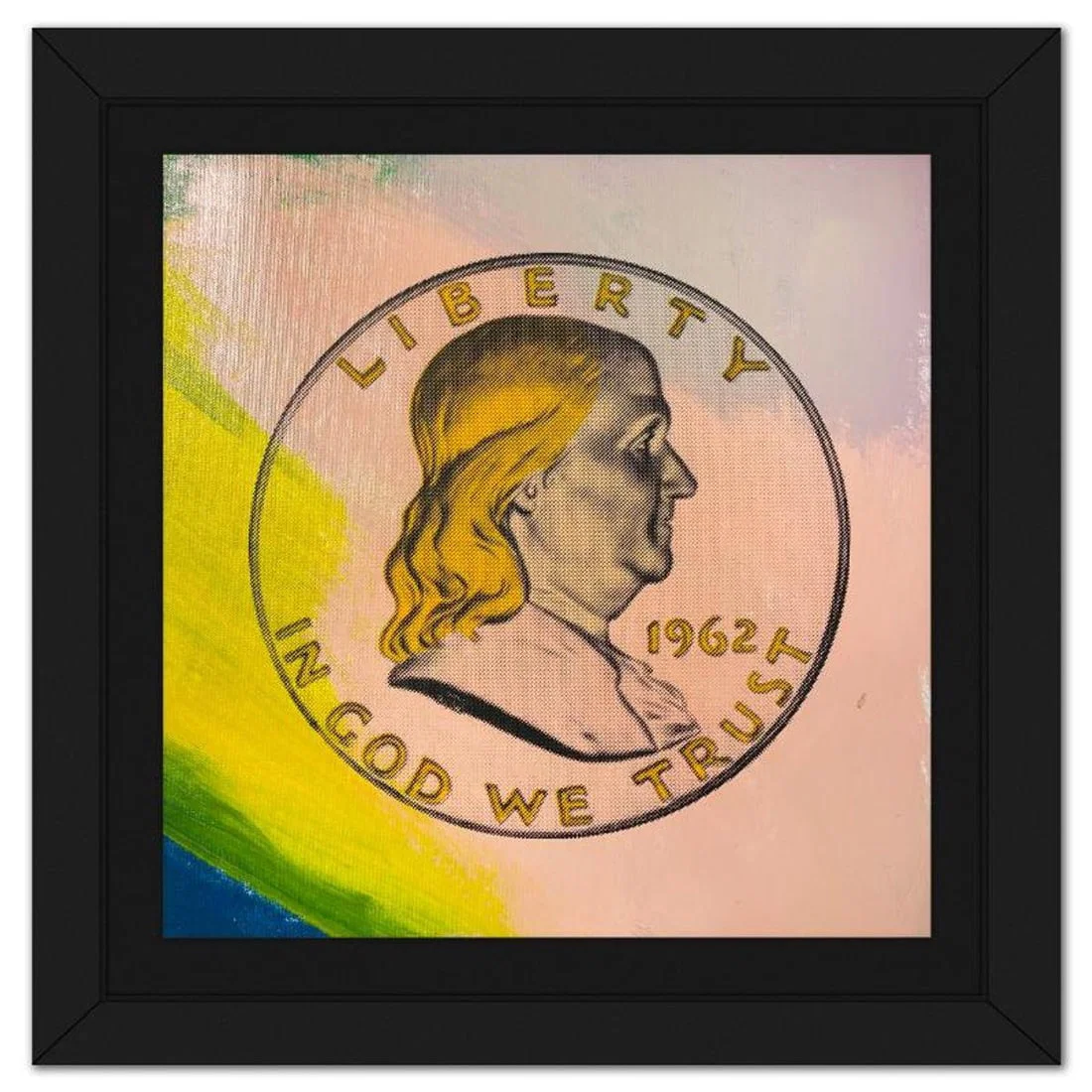 Steve Kaufman (1960-2010), "Ben Half Dollar" Framed Hand Embellished Limited Edition Silscreen,