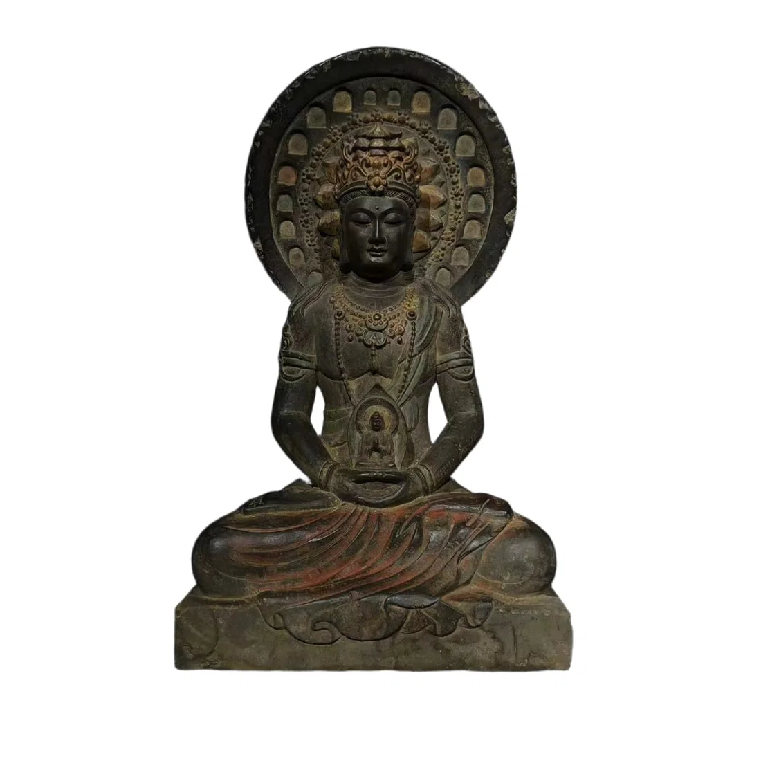 Stone-carved painted Buddha statue
