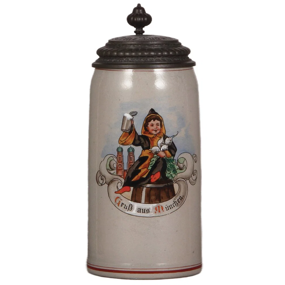 Stoneware stein, 1.0L, Gruss aus München