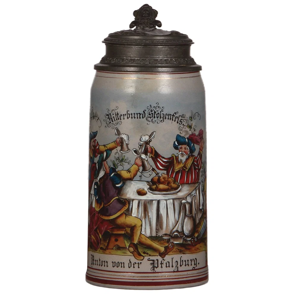 Stoneware stein, 1.0L, Ritterbund Stolzenfels
