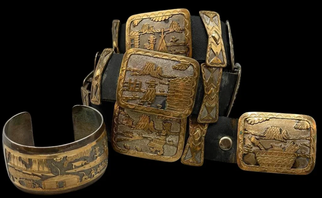 Storyteller Sterling Silver And Gold Filled Concho Belt With Bracelet