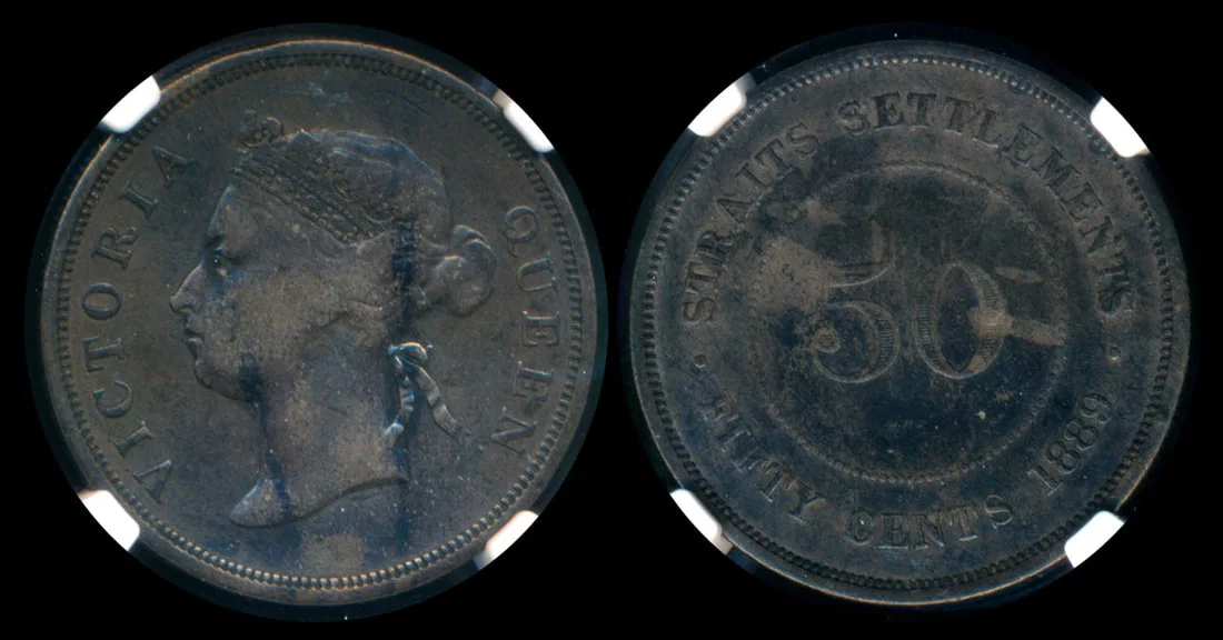 Straits Settlements QV 50c 1889 NGC