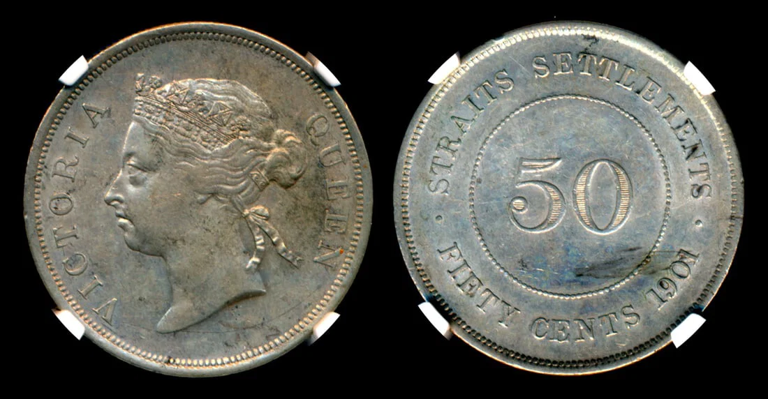 Straits Settlements QV 50c 1901 NGC