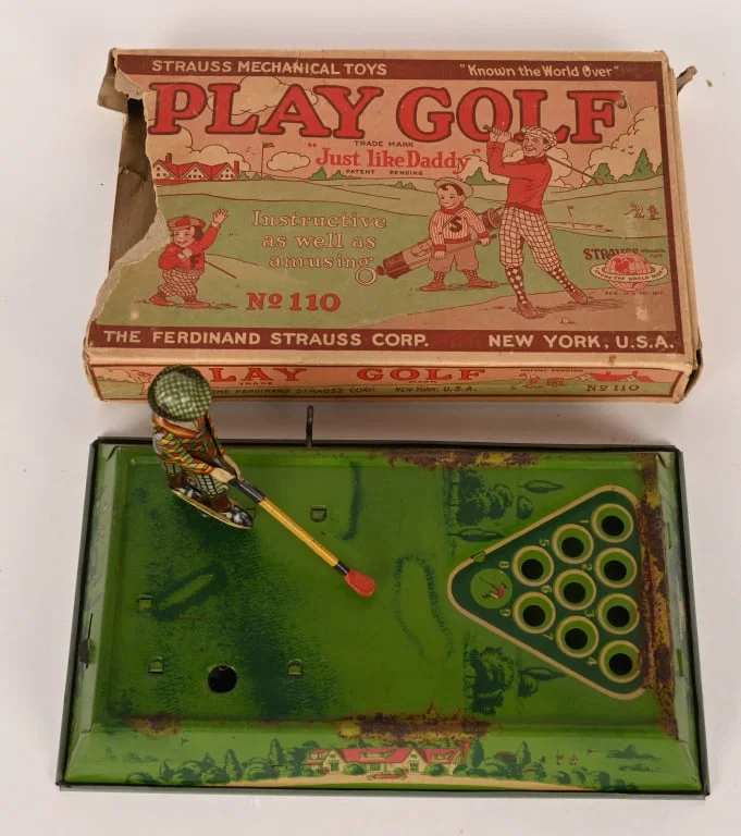 STRUSS TIN WINDUP PLAY GOLF w/ BOX