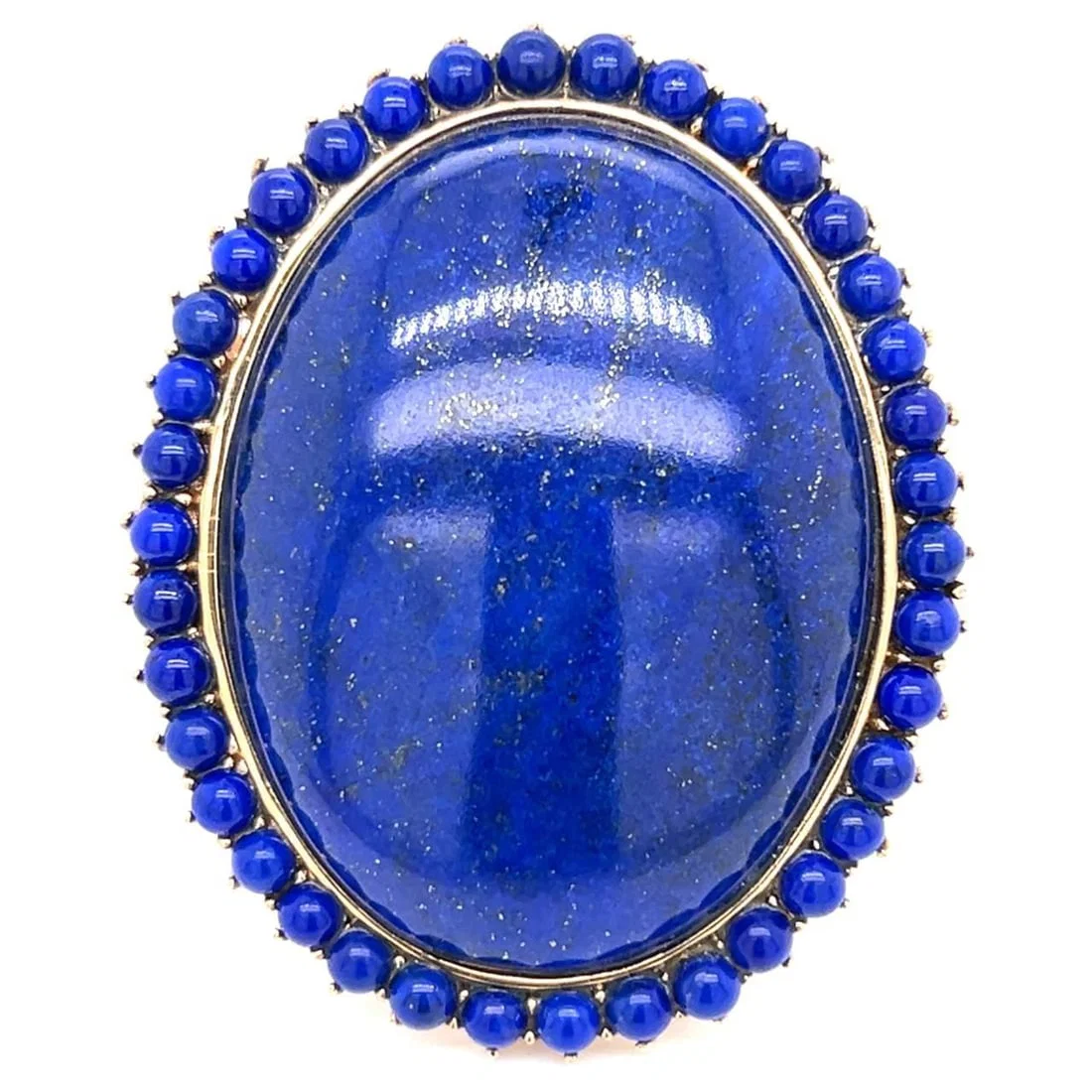 Stunning 14K Yellow Gold Large Lapis Lazuli Ring