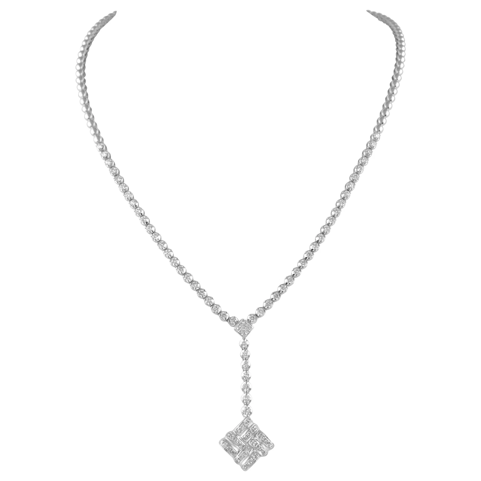 Stunning 2.77ct Diamond Drop Necklace in 14k White Gold