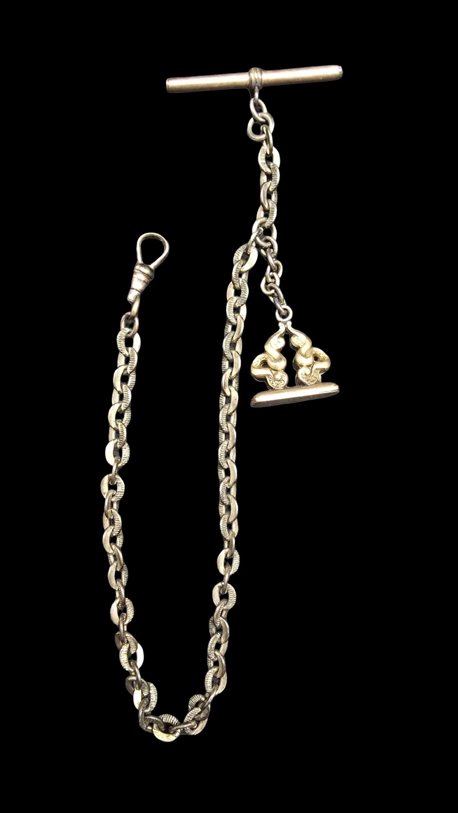 Stunning Ornate Vintage Gold Filled Pocket Watch Chain /w Pendant