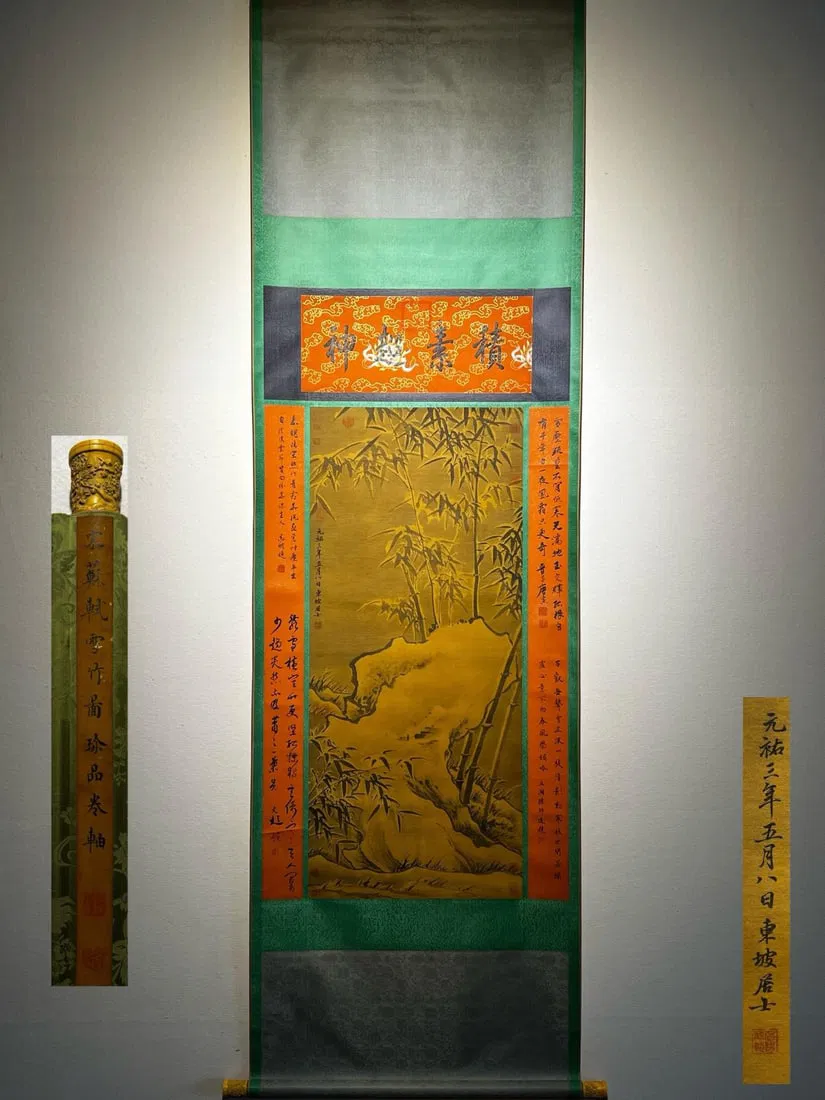 Su Shi's Fine Silk Painting of Bamboo in Snow (Hanging Scroll)