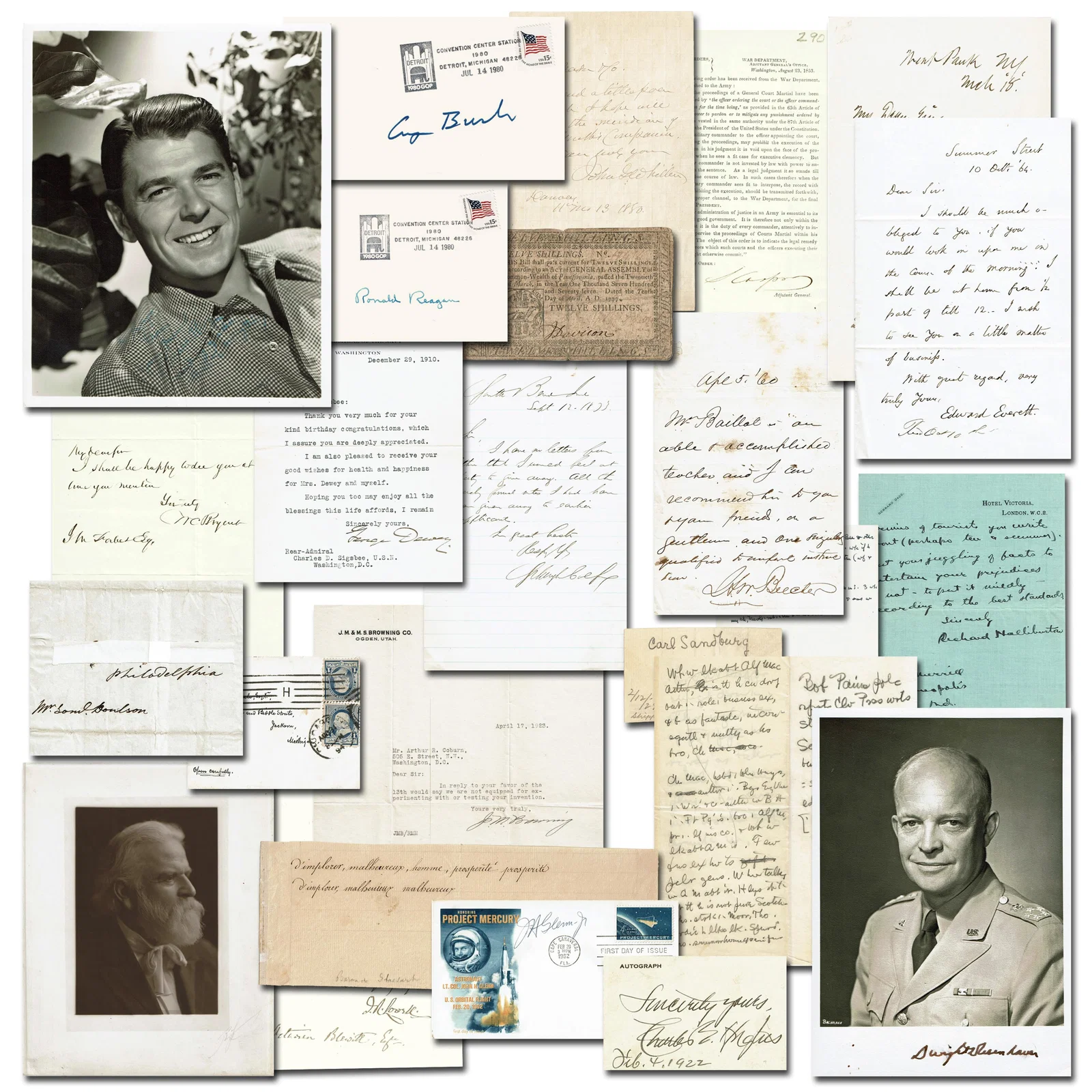Superb Dealer's Lot of 30 Signed Items: Presidential, Military, Political, Literature & More!