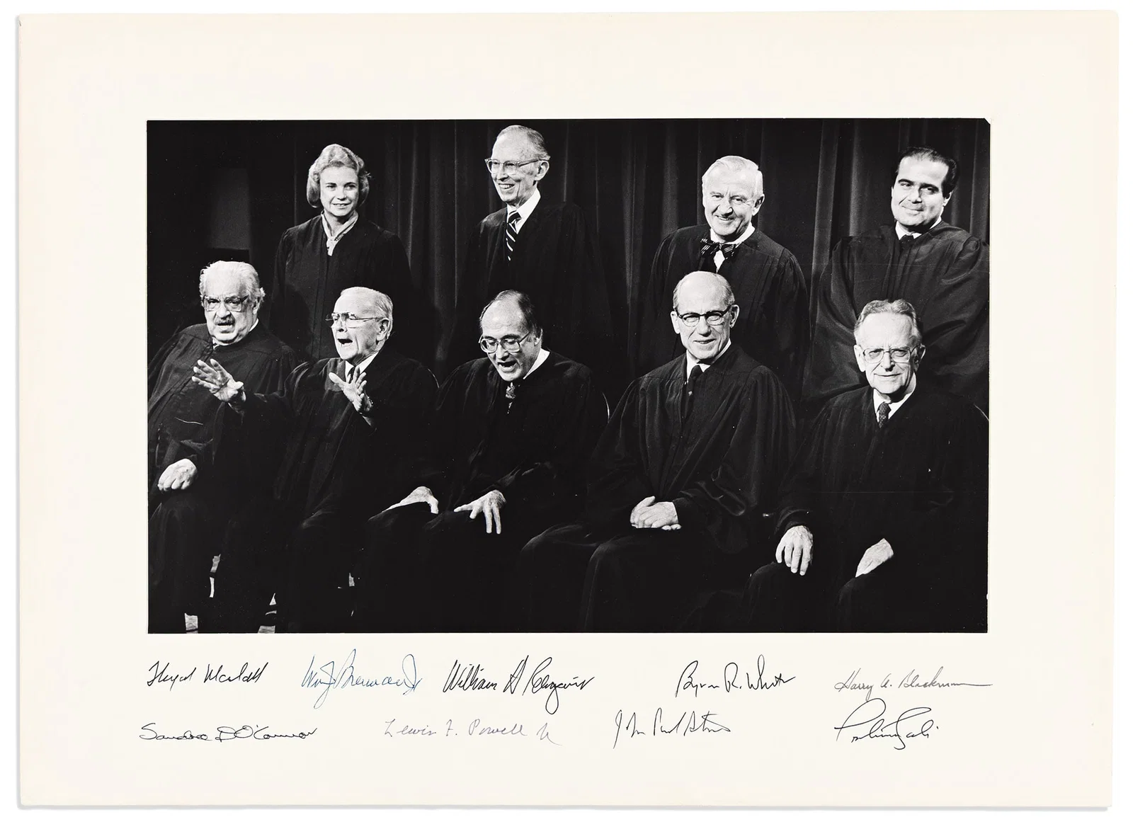 (Supreme Court.) Photograph Signed, by all 9 justices of the 1972 U.S. Supreme Court