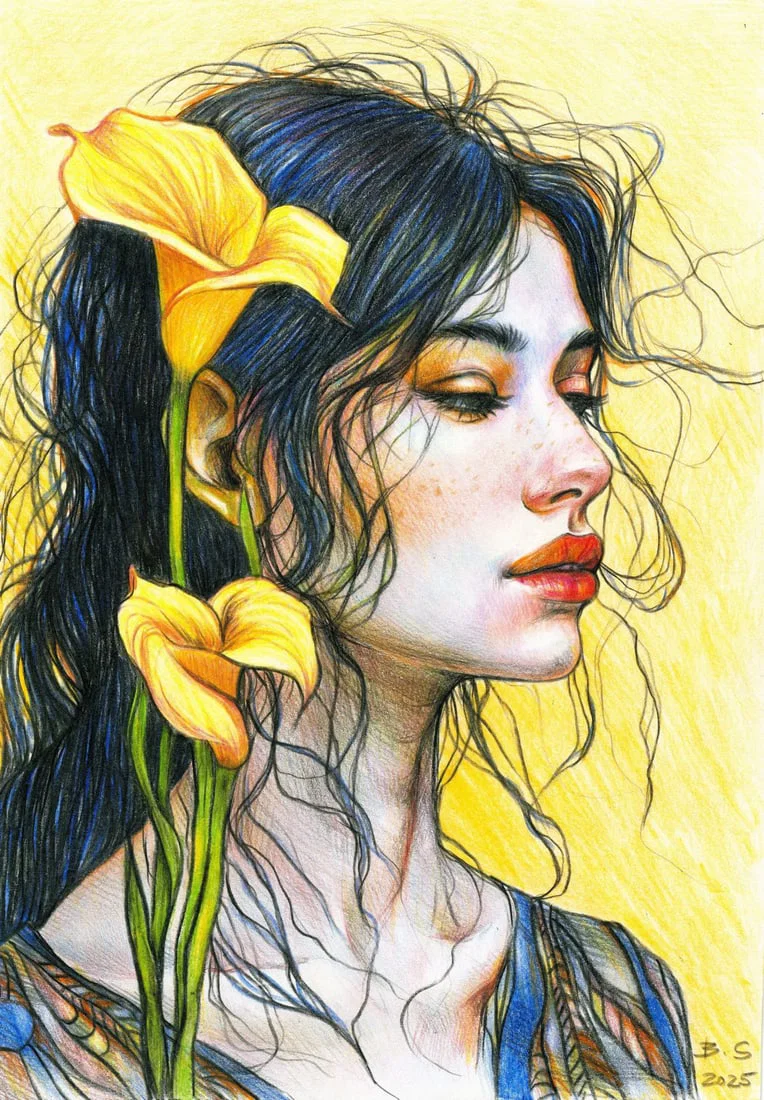 Svetlana Bedna (Ukraine,b 1982) colored pencil painting