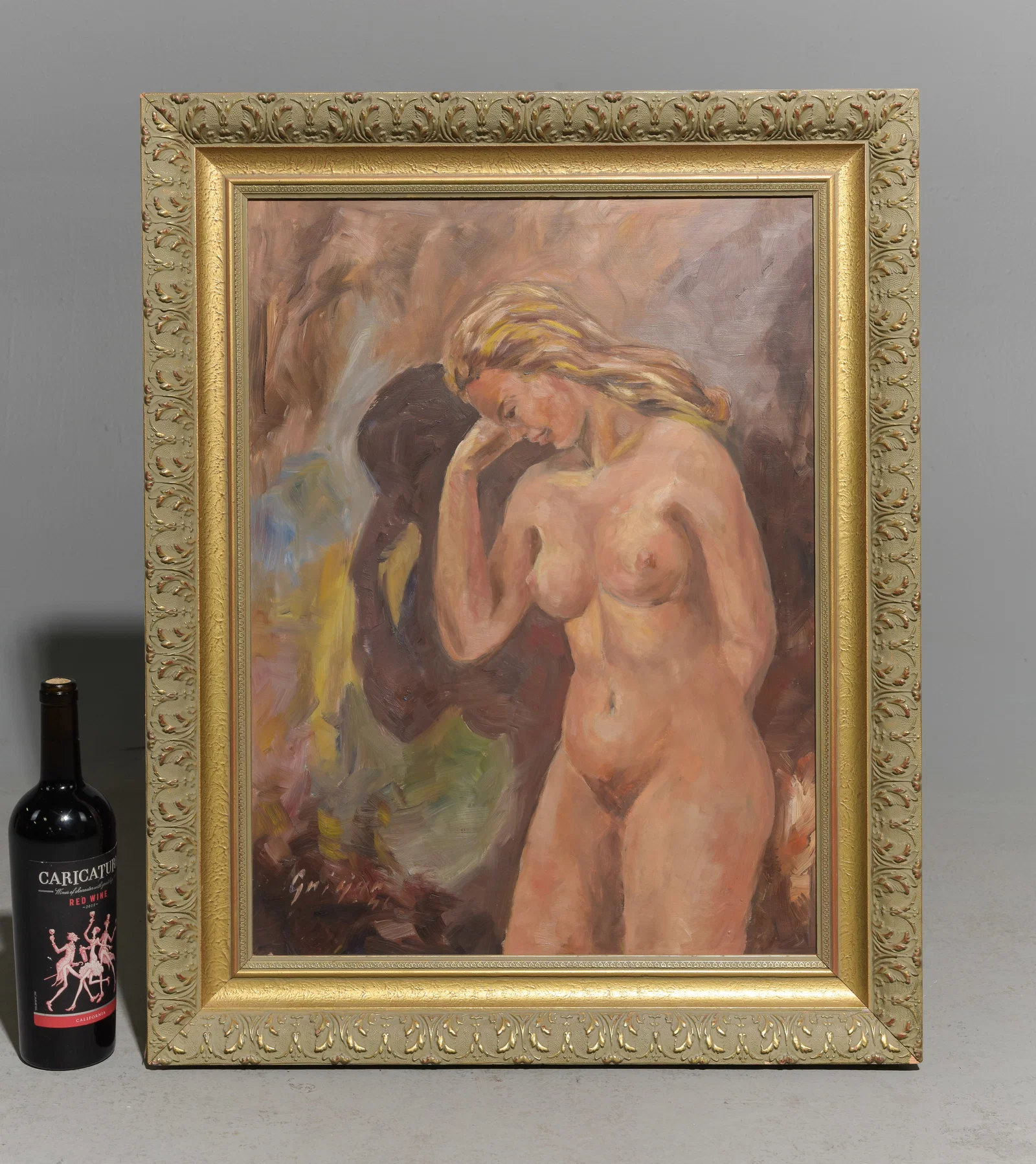 Swedish Gold Framed Nude Women Oil On Board