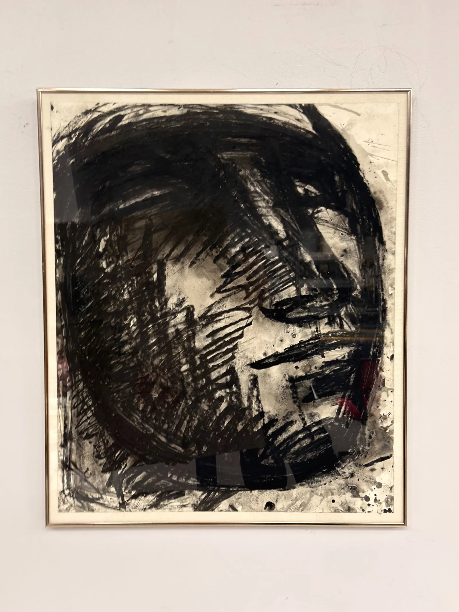 Sylvia Schuster (American, b. 1943) Mixed Media on Paper, Neo-Expressionist Portrait