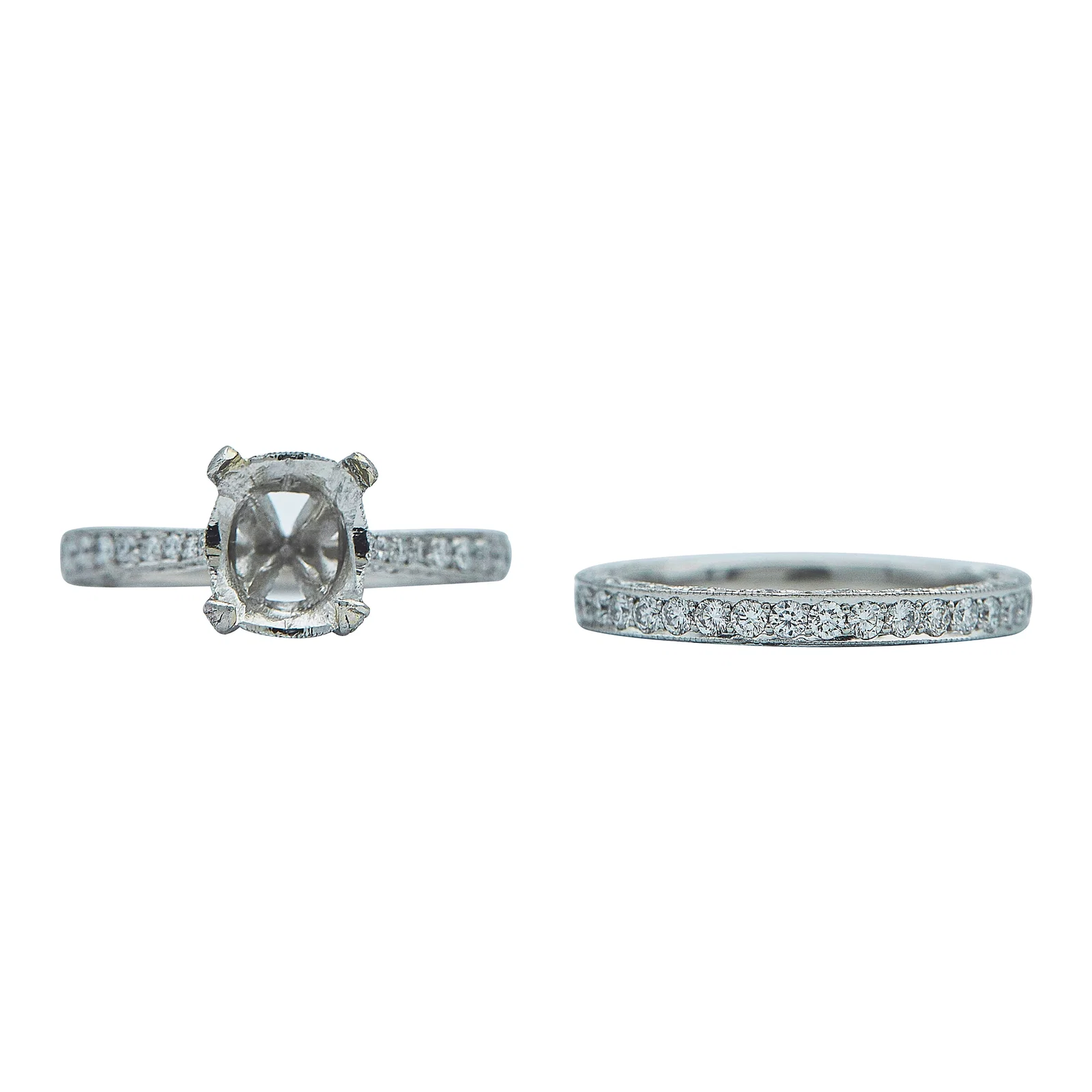 Tacori Platinum and Diamond Engagement Ring Setting and Band Ring Set