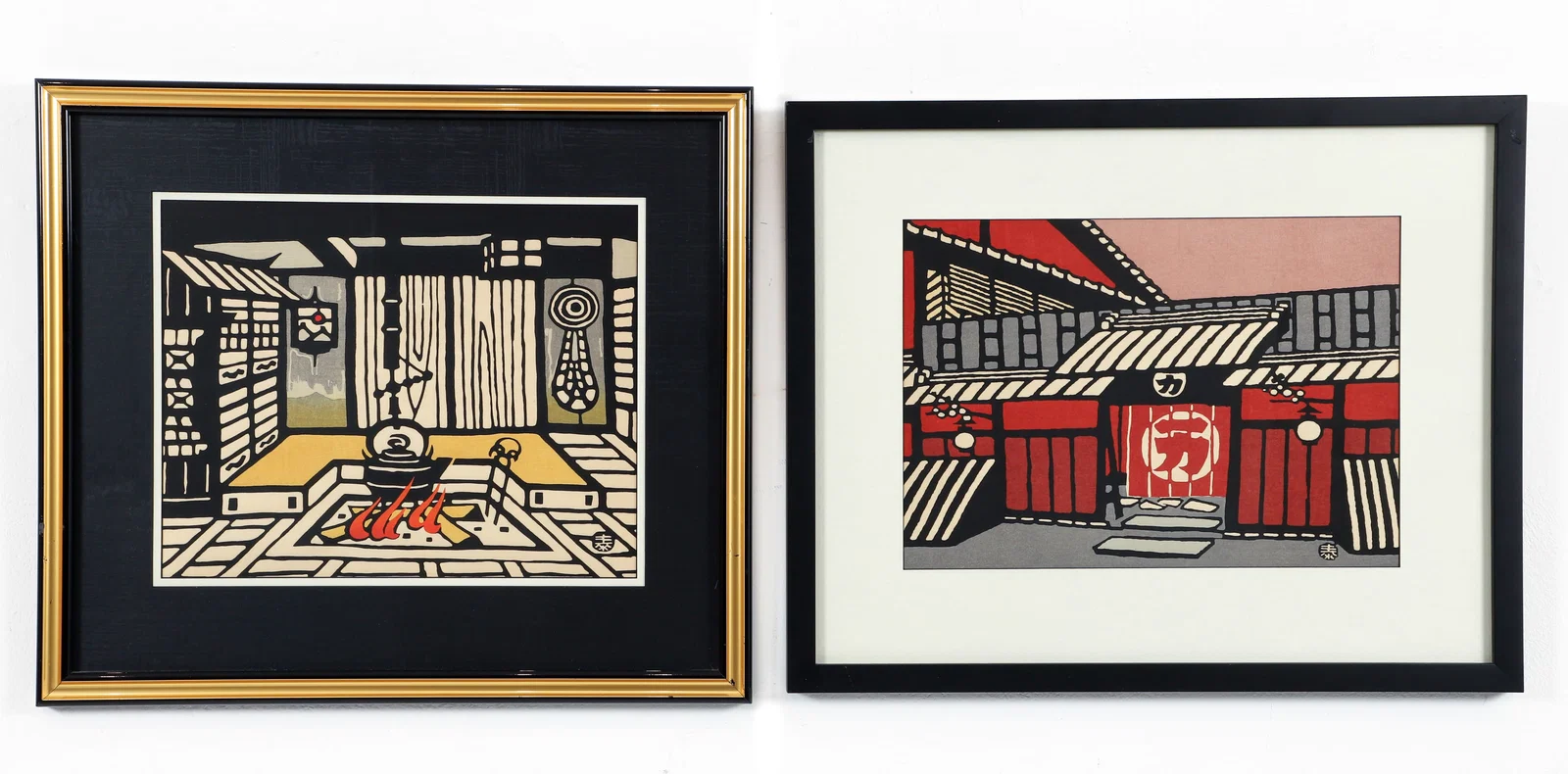 Taizo Minagawa Pair of Japanese Woodblocks from Kyoto Series