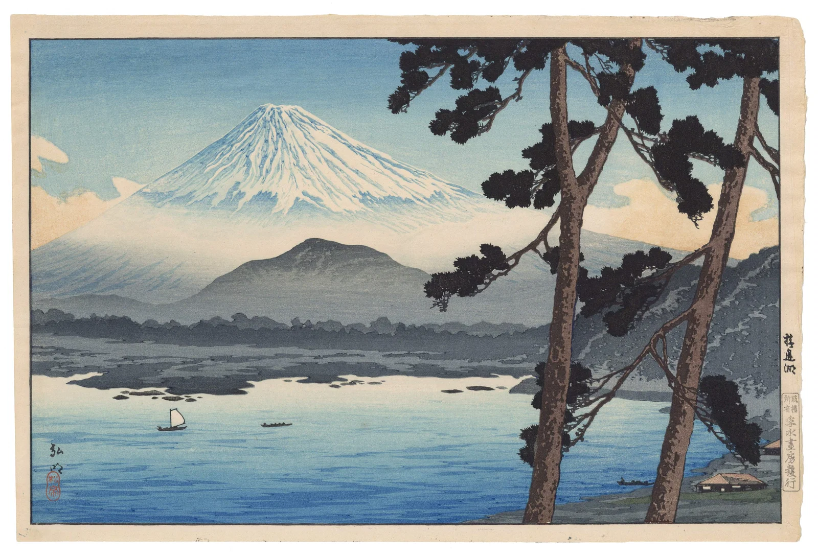 Takahashi Shotei, Lake Shojin, Fuji in the Four Seasons, Shin-Hanga