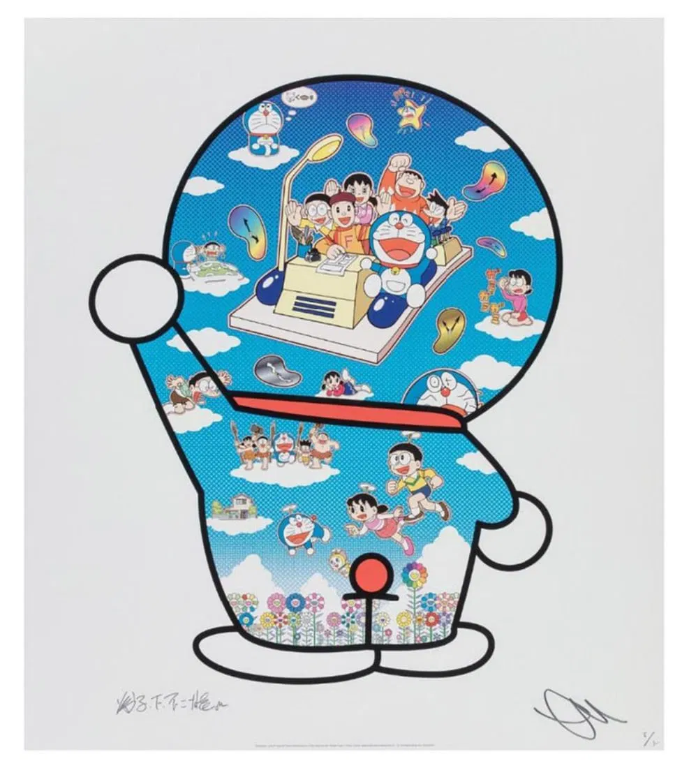 Takashi Murakami Doraemon, Signed & Numbered Let's Go Beyond These Dimensions on a Time Machine with