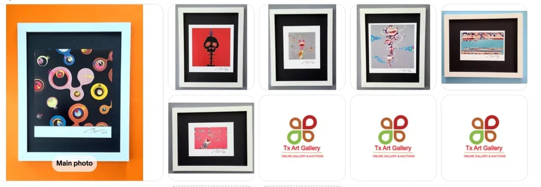 TAKASHI MURAKAMI + SET OF 6 SIGNED PRINTS FROM JAPAN + FRAMED 14x11in!