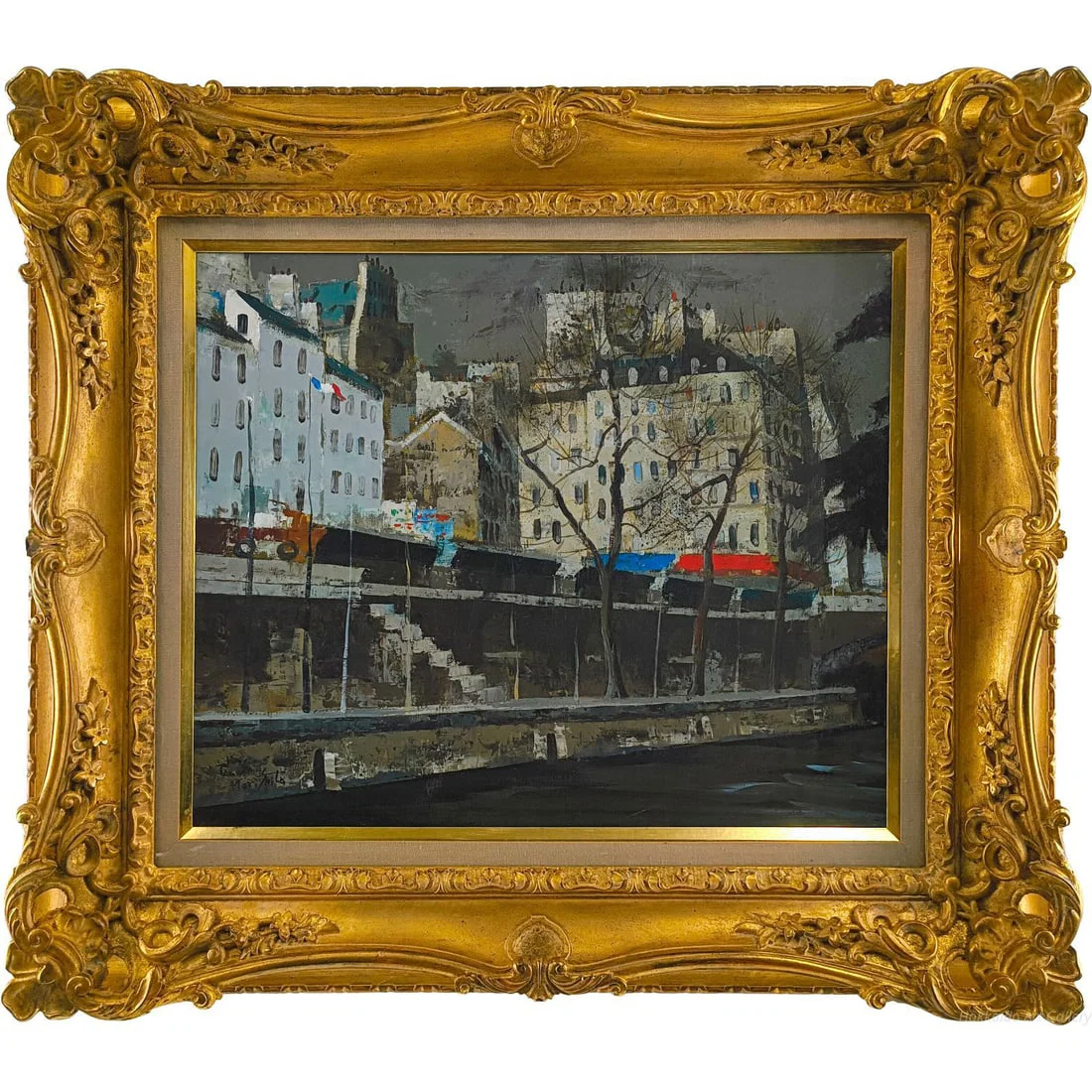 Takeshi Morishita, "Canal Saint-Martin, Paris," Oil Painting