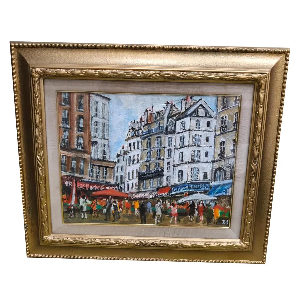Takushi Seki "Paris, Rue Mouffetard" Oil Painting, Landscape, Size F6