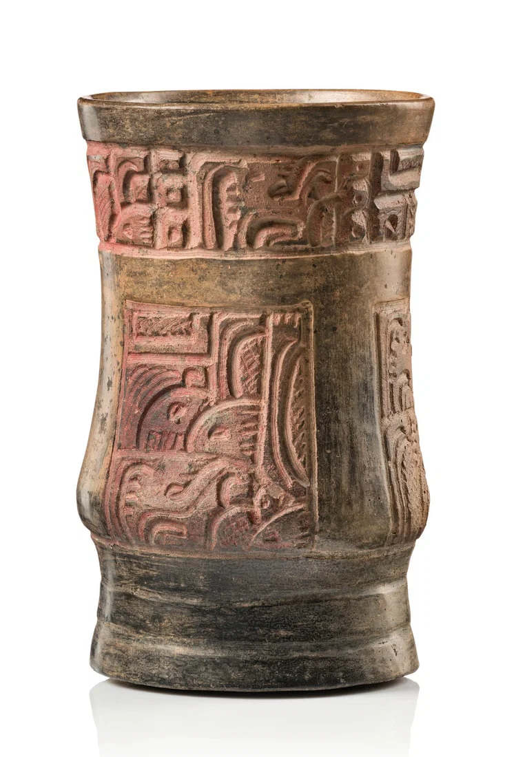 Tall cylindrical vessel, Late Classic, ca. 550 - 900 AD - Mesoamerica, Maya