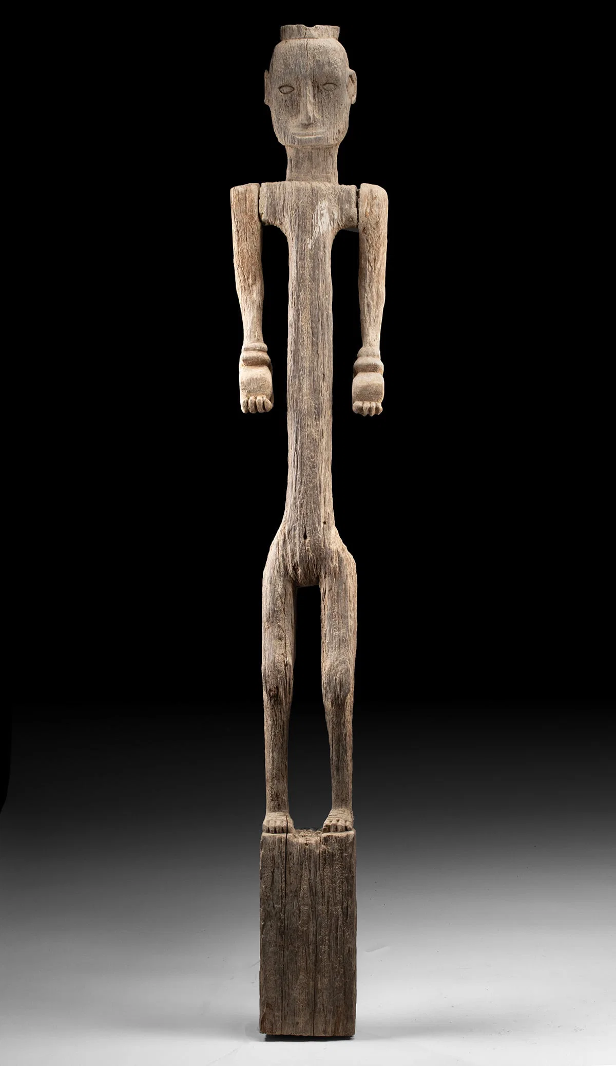 Tall Dayak Wood Hampatong Figure - Ancestral Guardian