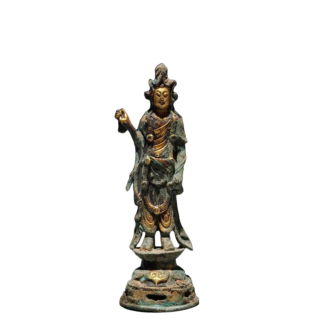 Tang Dynasty fine bronze gilt Bodhisattva statue