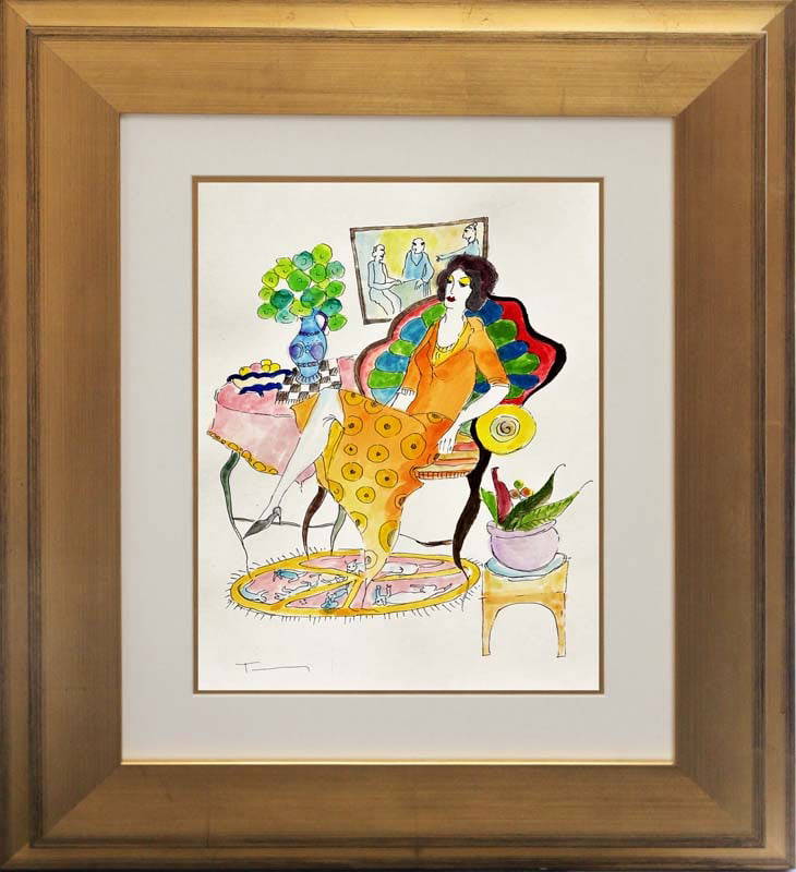 Tarkay (Israeli, 1935-2012) Original Watercolor Painting by Tarkay