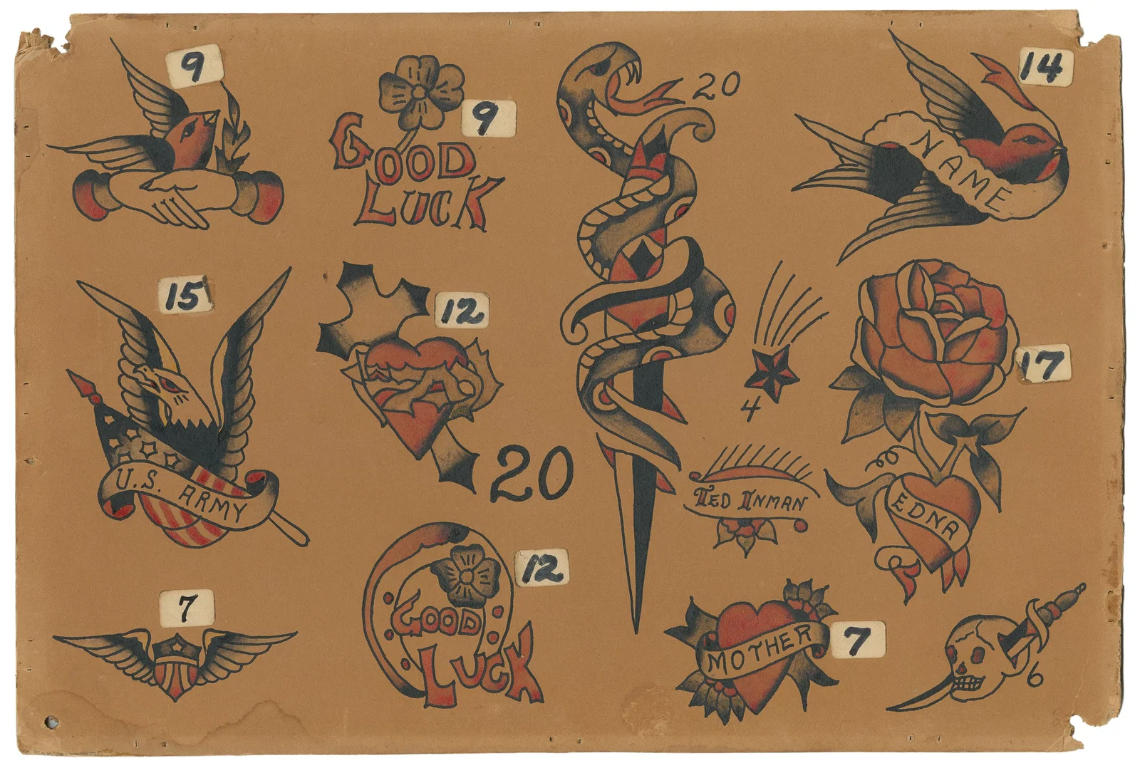 Ted Inman Flash Sheet w/ Twelve Designs. USA, Mid 20th Century