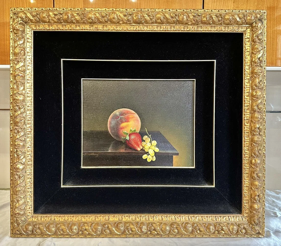 Teimur Amiry Original Oil Painting Fruits on Canvas 28x25 Frame