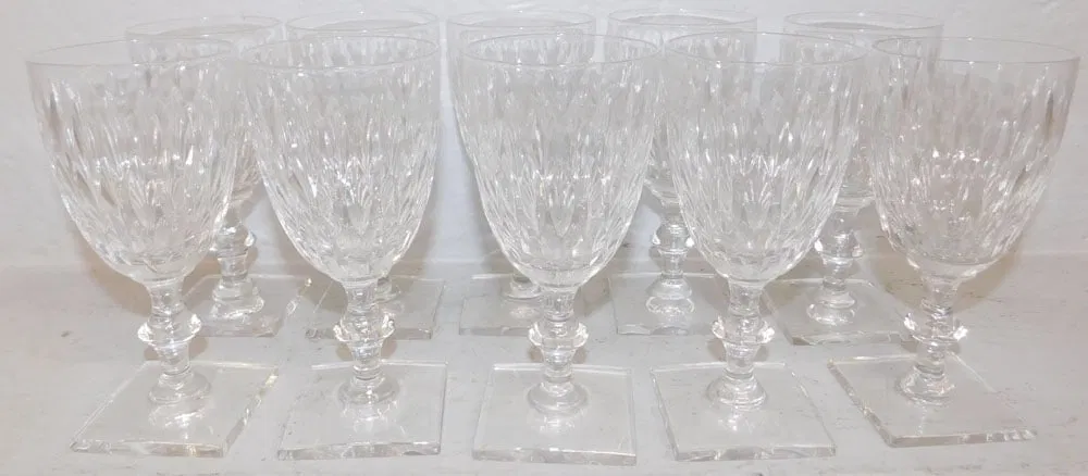 Ten Cut Pedestal Base Wines Signed Hawkes