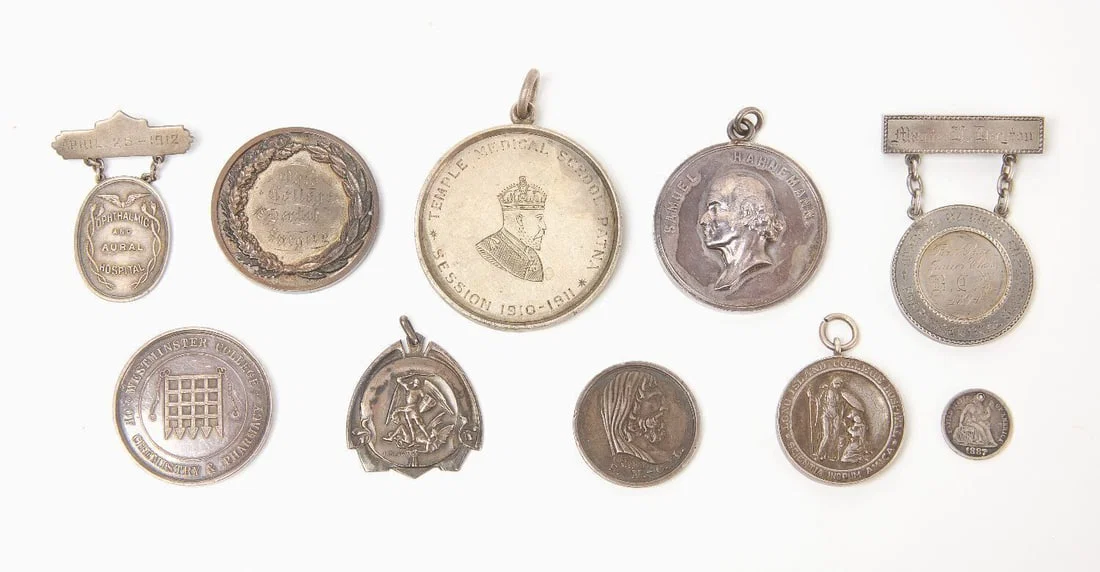 Ten Early Silver Medical School Medallions