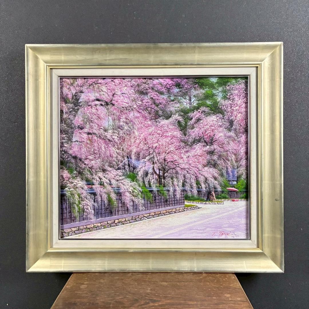 Terai Takashi, "Kakunodate no Sakura" (Cherry Blossoms of Kakunodate), oil on canvas, (size 10).