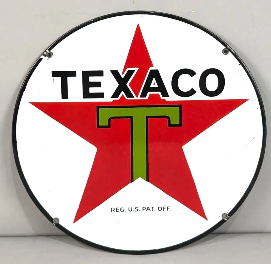 Texaco (black-T) Star Logo Porcelain Sign (TAC)
