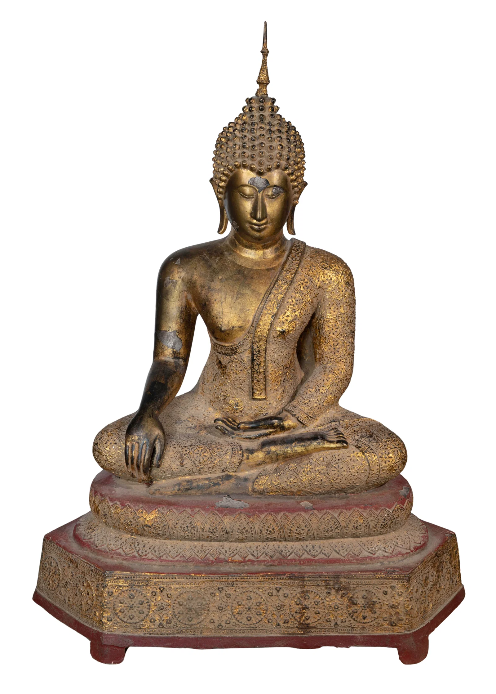 Thai Gilt and Lacquered Metal Seated Buddha Statue