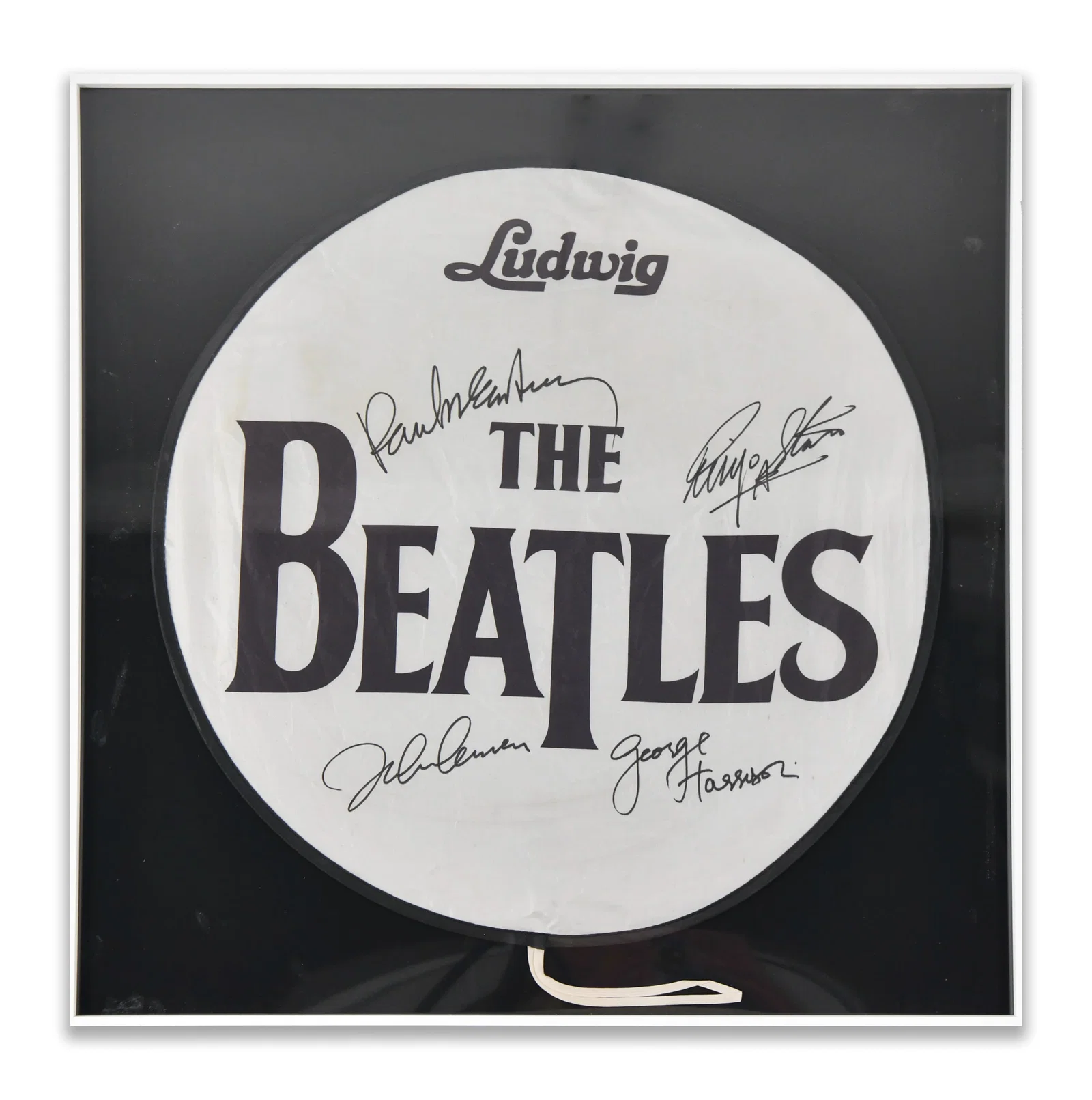 THE BEATLES LUDWIG BASS DRUM HEAD, BEARING SIGNATURES