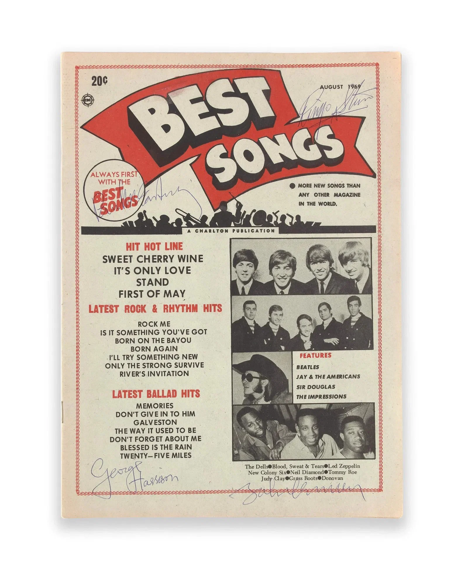 THE BEATLES – SIGNED BEST SONGS MAGAZINE (ORIGINAL 1960S ISSUE)