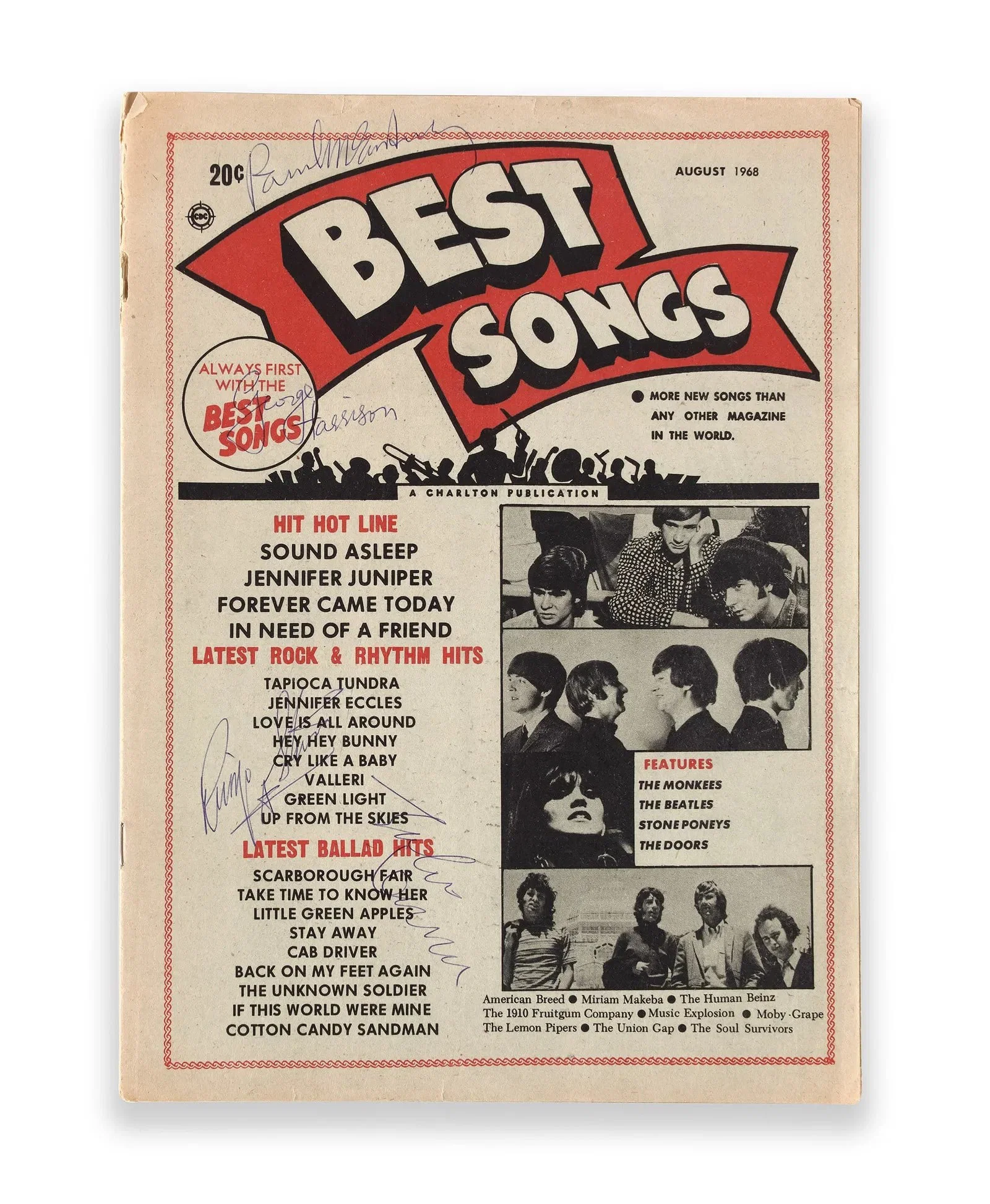 THE BEATLES – SIGNED BEST SONGS MAGAZINE (ORIGINAL 1964 ISSUE)