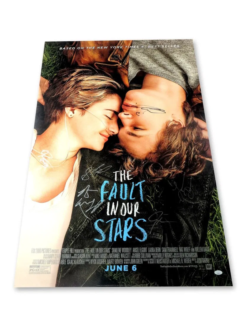 The Fault In Our Stars Autographed 27x40 Poster by Woodley Elgort Dern JSA