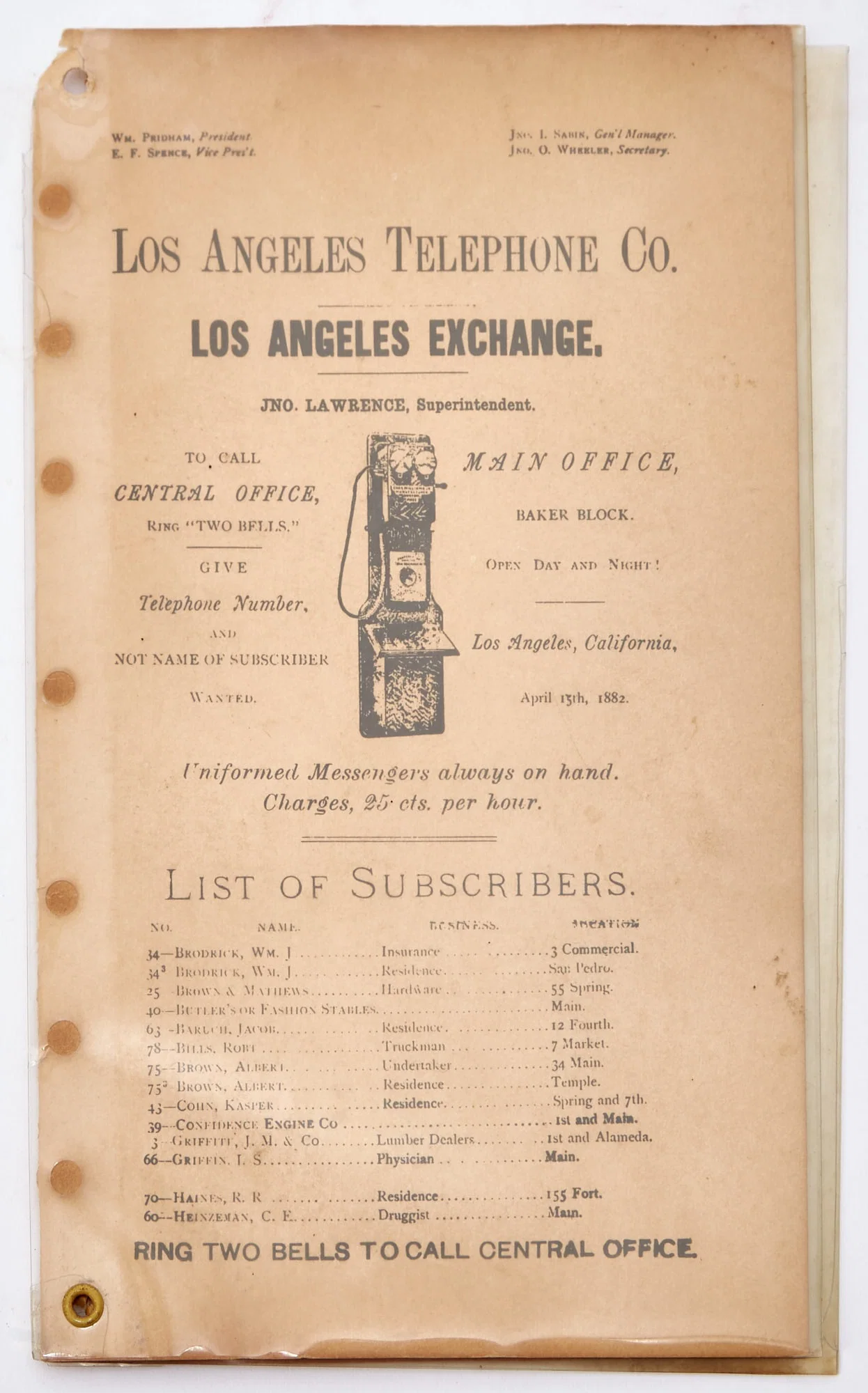 The first Los Angeles telephone directory