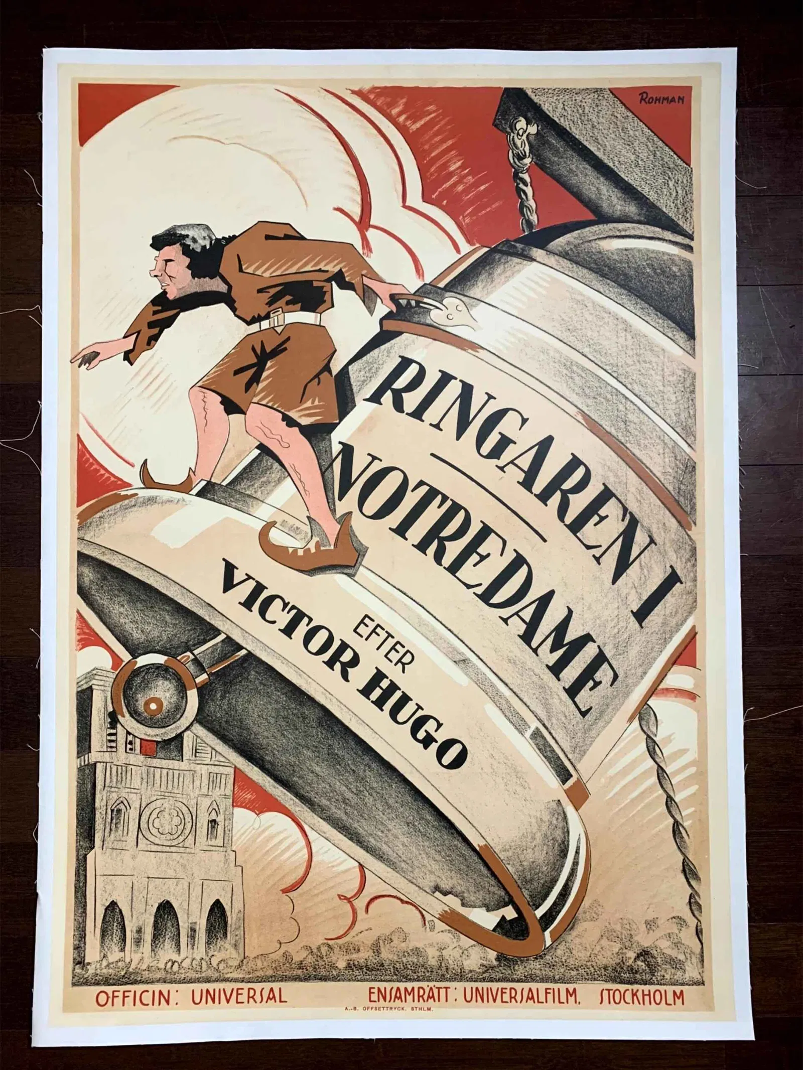 The Hunchback Of Notre Dame - Victor Hugo (1923) Swedish One Sheet Movie Poster LB