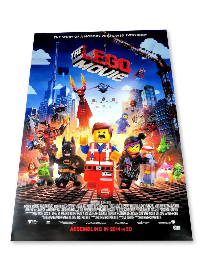 The Lego Movie Autographed 27X40 Poster Beckett Authenticated Pratt Banks Arnett +3