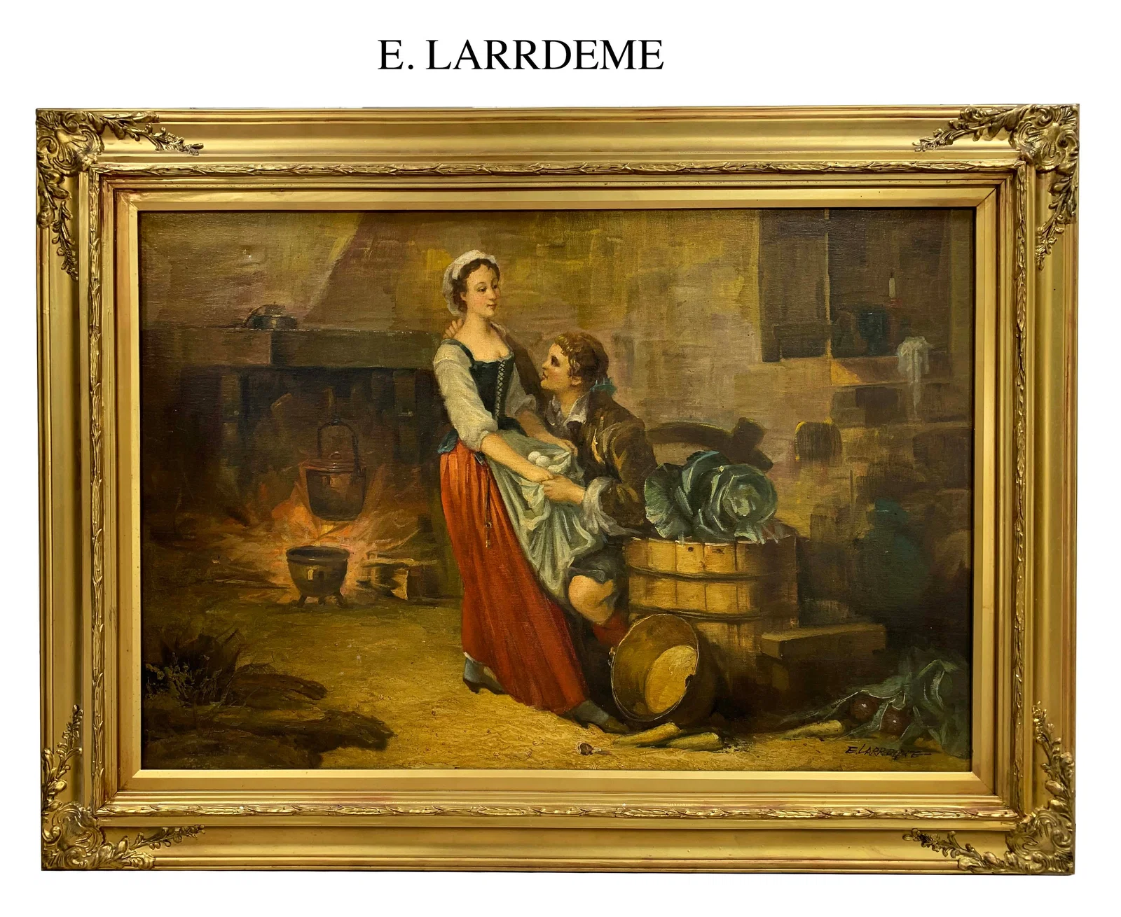 The Lovers, An Oil On Canvas Painting By E. Larrdeme
