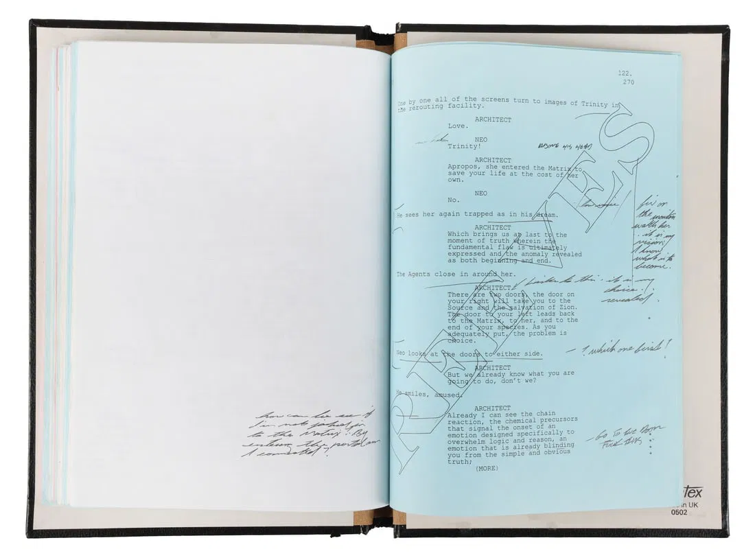 THE MATRIX RELOADED (2003) - Keanu Reeves' Personal Bound Hand-Annotated Script