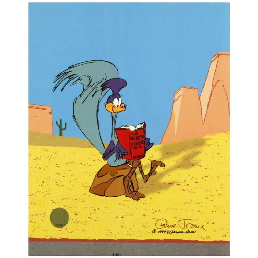 The Neurotic Coyote Sold Out. Limited Edition Animation Cel with Hand Painted Color. Numbered and