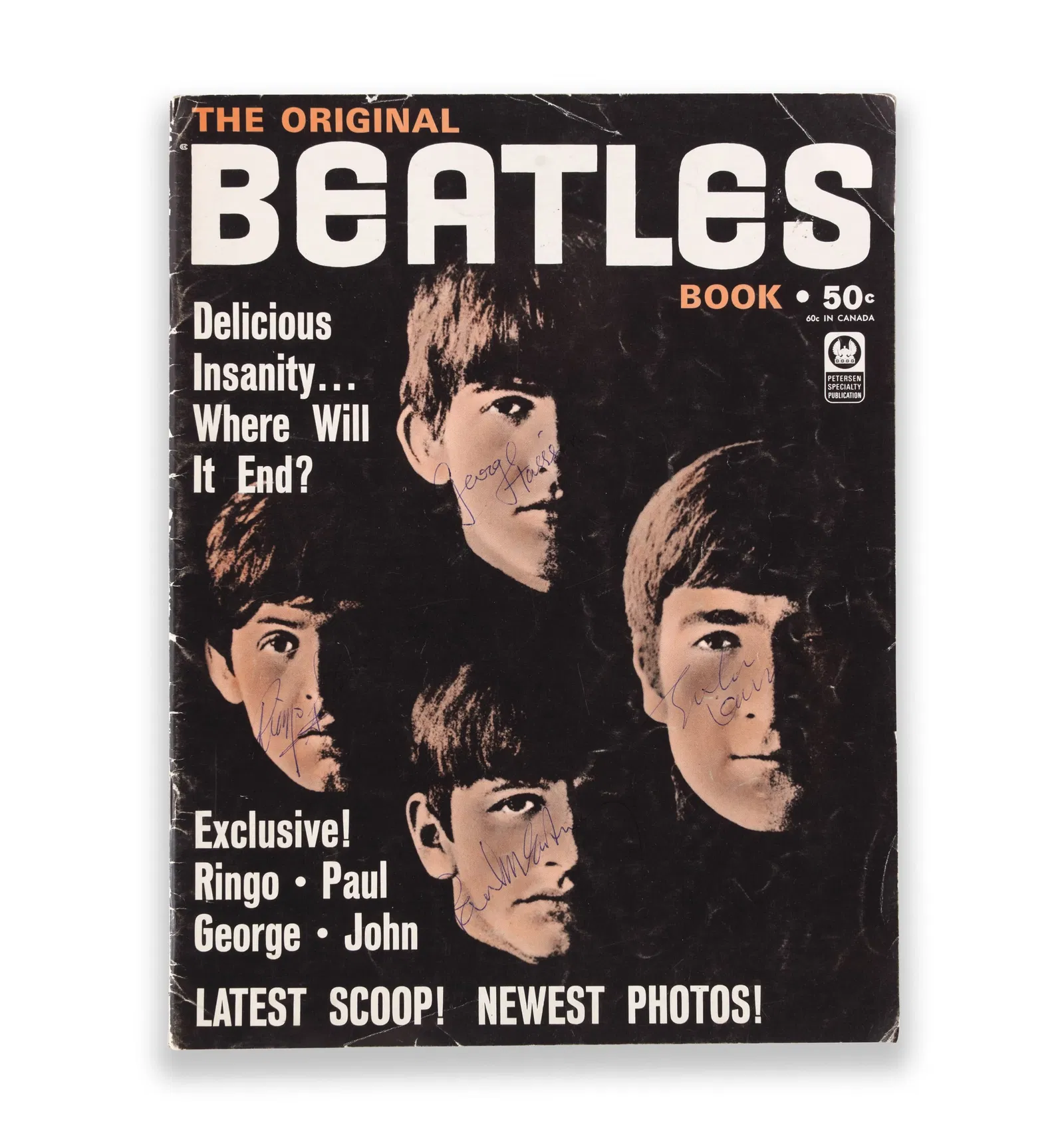 THE ORIGINAL BEATLES BOOK MAGAZINE (U.K., C. 1963-1964) BEARING FOUR SIGNATURES